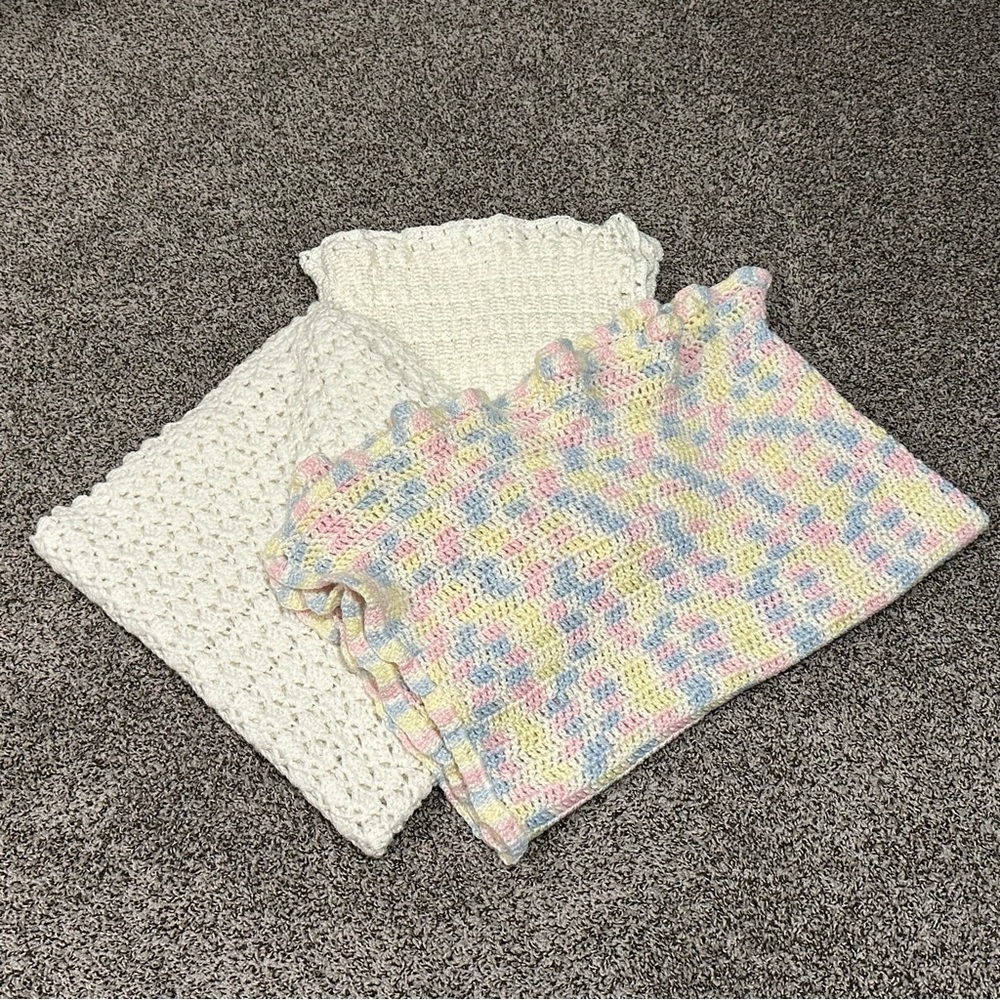 Handmade Vintage Crochet Baby Blankets Lot
